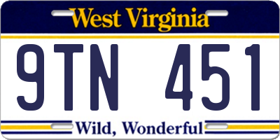 WV license plate 9TN451