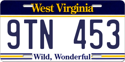 WV license plate 9TN453