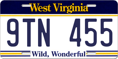 WV license plate 9TN455