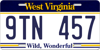WV license plate 9TN457