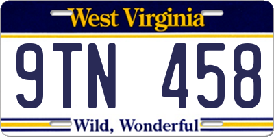 WV license plate 9TN458