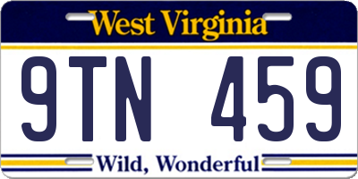 WV license plate 9TN459