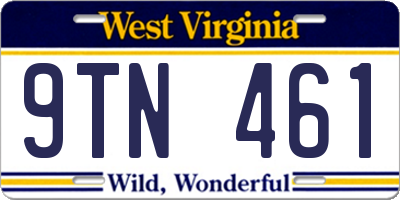 WV license plate 9TN461