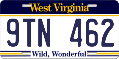 WV license plate 9TN462