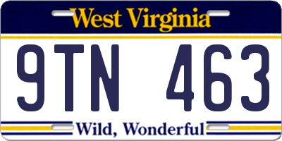 WV license plate 9TN463