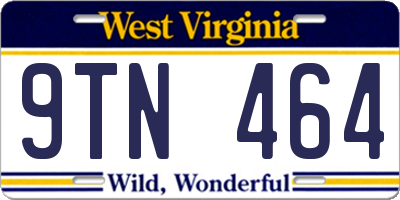 WV license plate 9TN464
