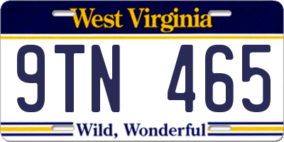 WV license plate 9TN465