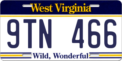 WV license plate 9TN466