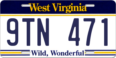 WV license plate 9TN471
