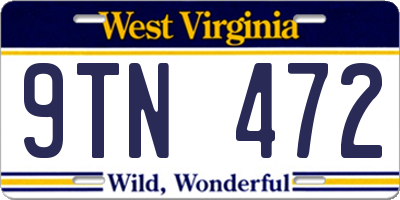 WV license plate 9TN472