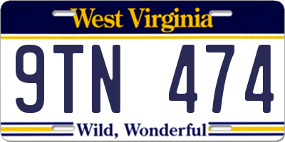 WV license plate 9TN474