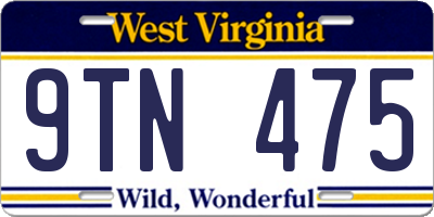 WV license plate 9TN475