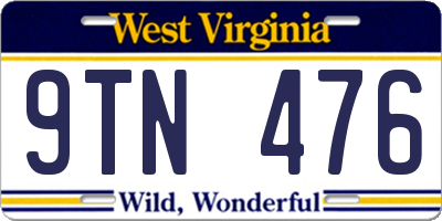 WV license plate 9TN476