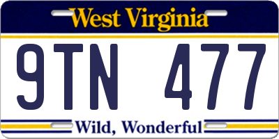 WV license plate 9TN477