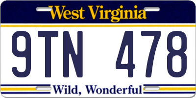WV license plate 9TN478
