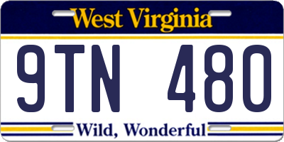 WV license plate 9TN480