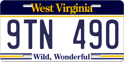 WV license plate 9TN490