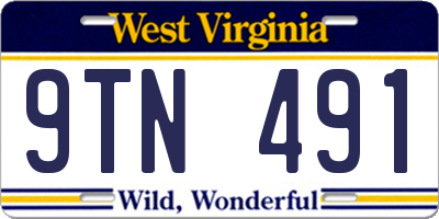 WV license plate 9TN491