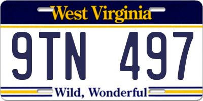 WV license plate 9TN497