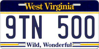 WV license plate 9TN500