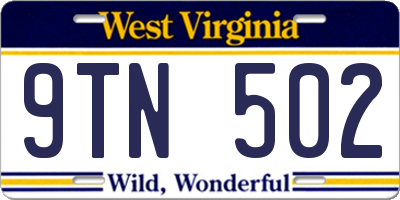 WV license plate 9TN502