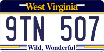 WV license plate 9TN507