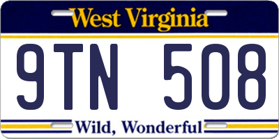 WV license plate 9TN508