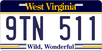 WV license plate 9TN511