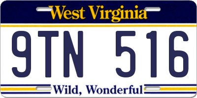 WV license plate 9TN516