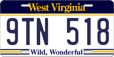 WV license plate 9TN518