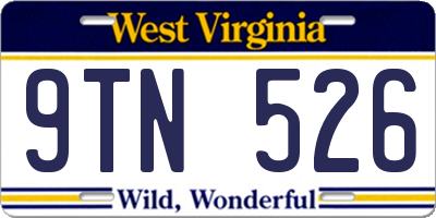 WV license plate 9TN526