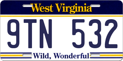 WV license plate 9TN532