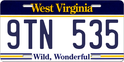 WV license plate 9TN535