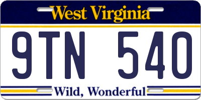 WV license plate 9TN540