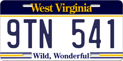 WV license plate 9TN541