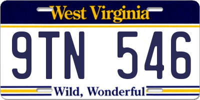 WV license plate 9TN546
