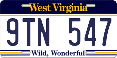 WV license plate 9TN547