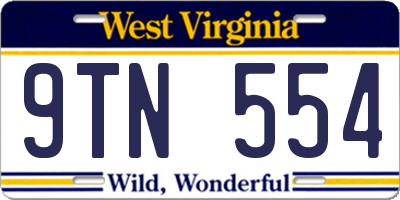 WV license plate 9TN554