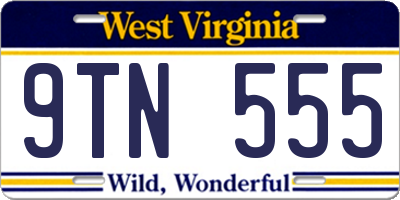 WV license plate 9TN555