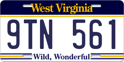 WV license plate 9TN561