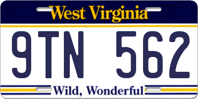 WV license plate 9TN562