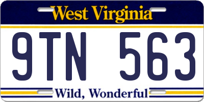 WV license plate 9TN563