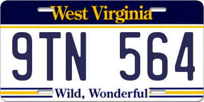 WV license plate 9TN564