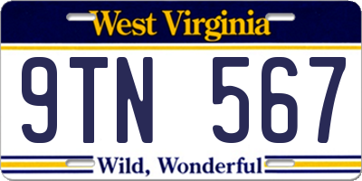 WV license plate 9TN567