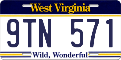 WV license plate 9TN571