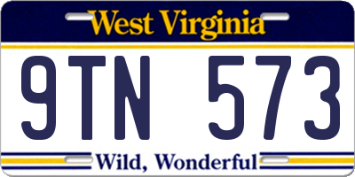 WV license plate 9TN573