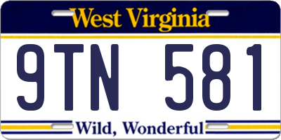 WV license plate 9TN581