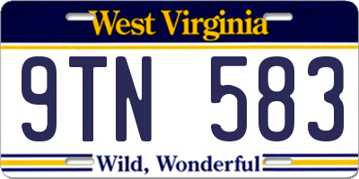 WV license plate 9TN583