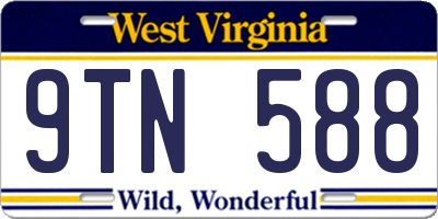 WV license plate 9TN588