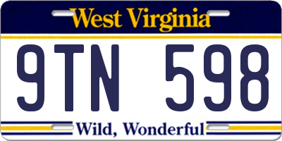 WV license plate 9TN598